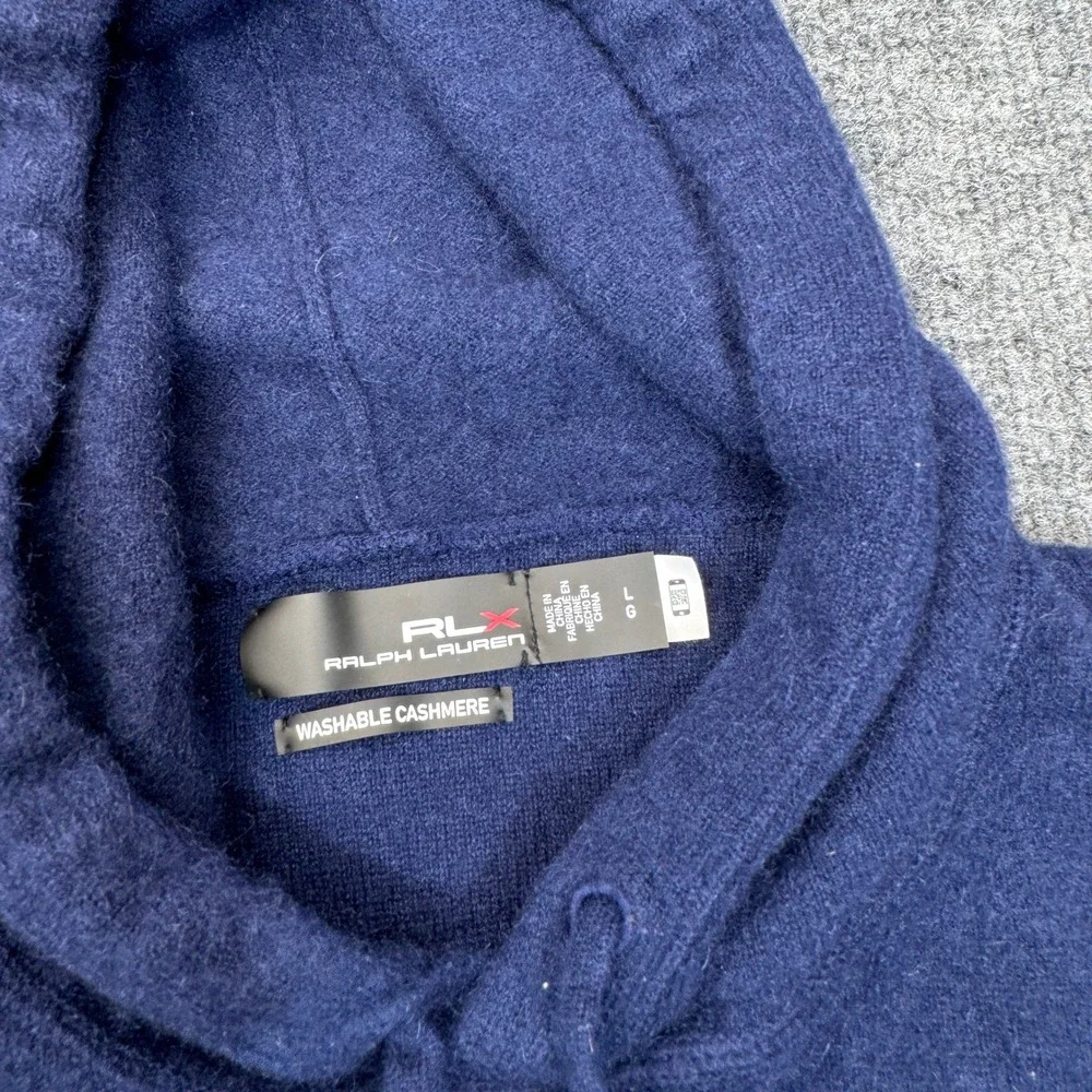 Polo Ralph Lauren Hoodie Mens Large Blue RLX Cashmere Olympic Club Pullover Golf